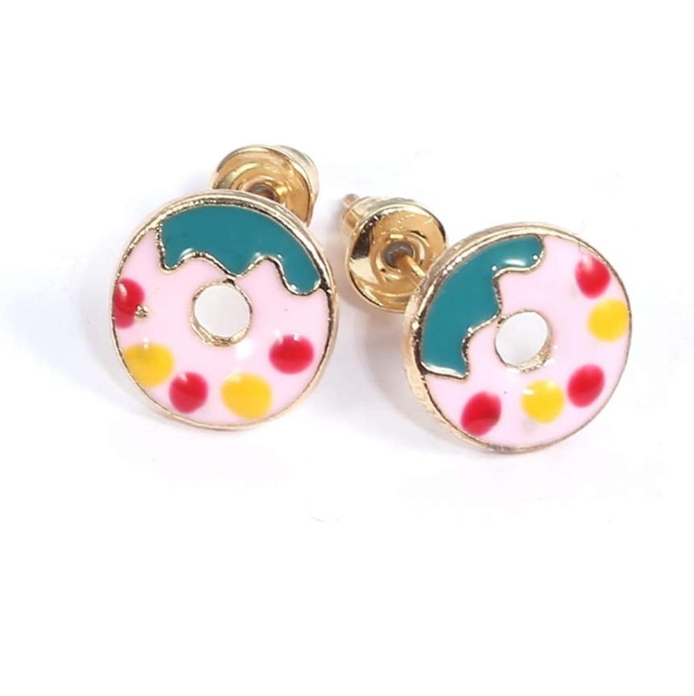 Girls Pink Donut Earrings